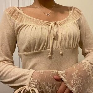 Express lace milkmaid bell sleeves top